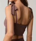 Bow Strap Square Neck Longline Sports Bra