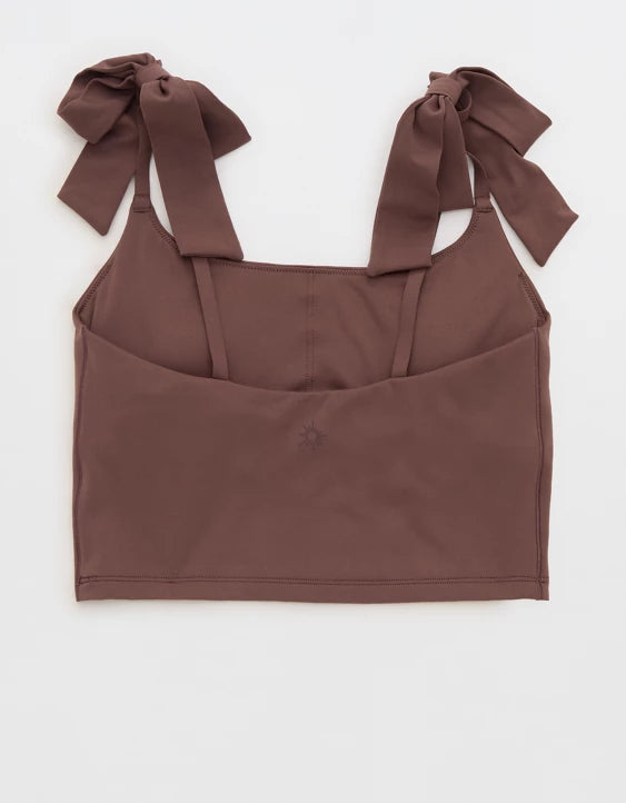 Bow Strap Square Neck Longline Sports Bra