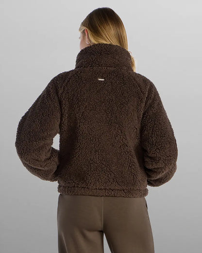 Stand Collar Zip Up Cropped Teddy Fleece Jacket
