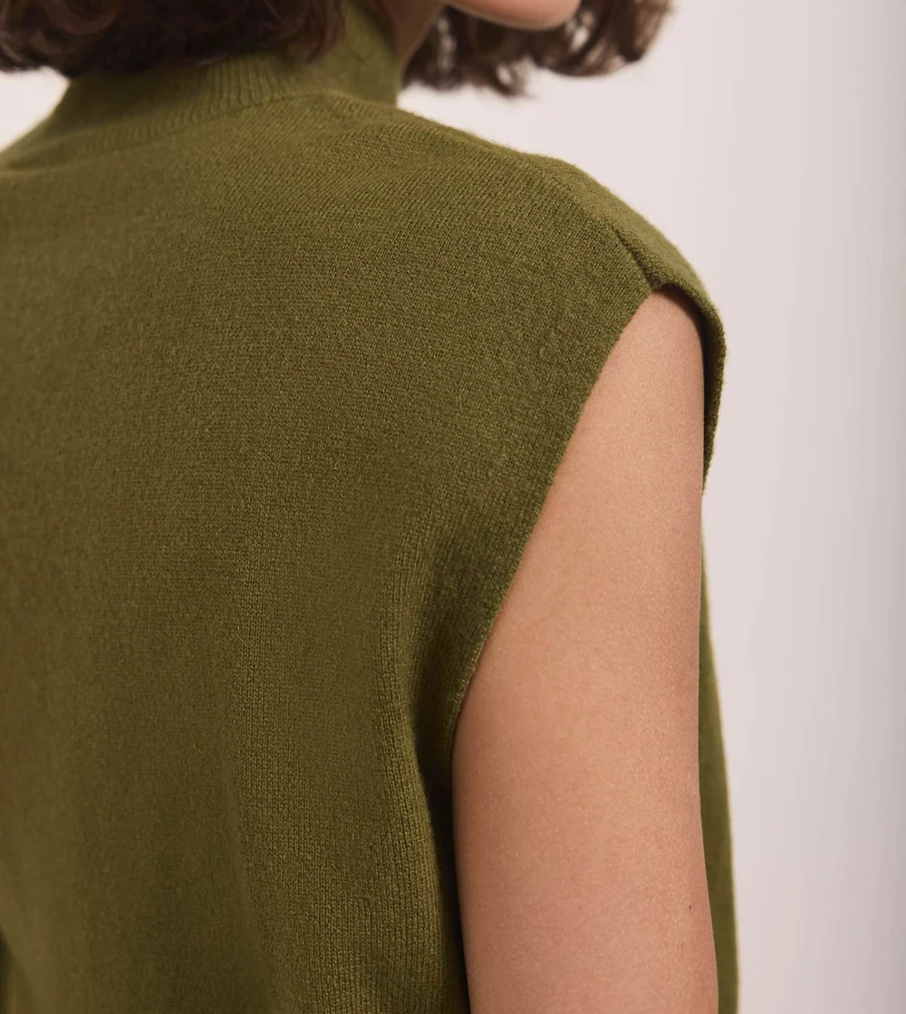 High Neck Cap Sleeve Knit Vest Top