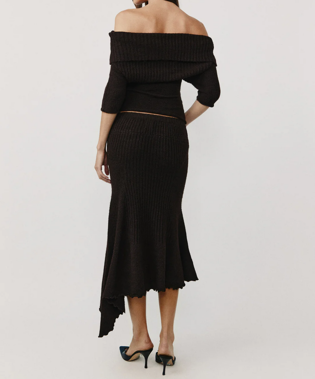Foldover Off Shoulder Half Sleeve Knit Top