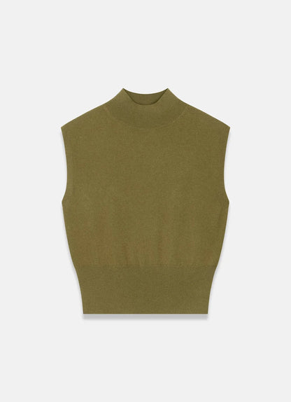 High Neck Cap Sleeve Knit Vest Top